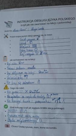 Pierwsze zajęcia z języka polskiego