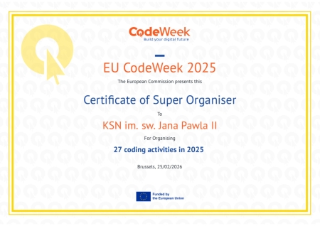 Dwa certyfikaty EU Code Week 2025 dla naszej szkoły!