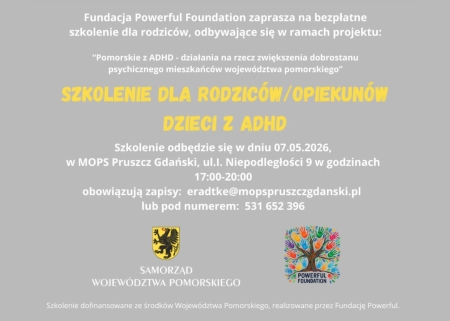 Pomorskie z ADHD - SZKOLENIE DLA RODZICÓW