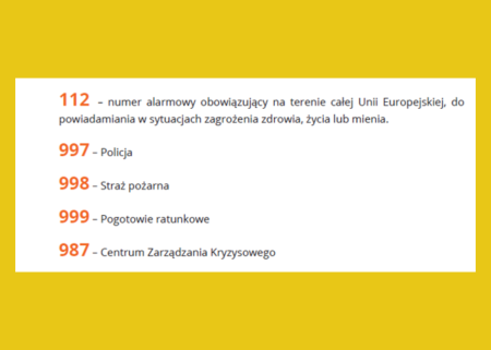 Ważne numery telefonów